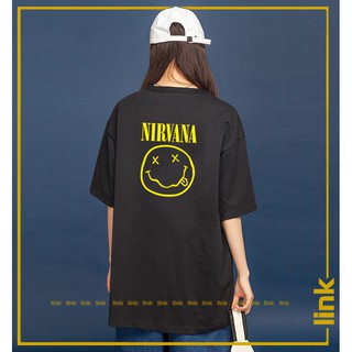 Áo thun tay lỡ mặt bựa NIRVANA đáng yêu xinh đen trắng unisex