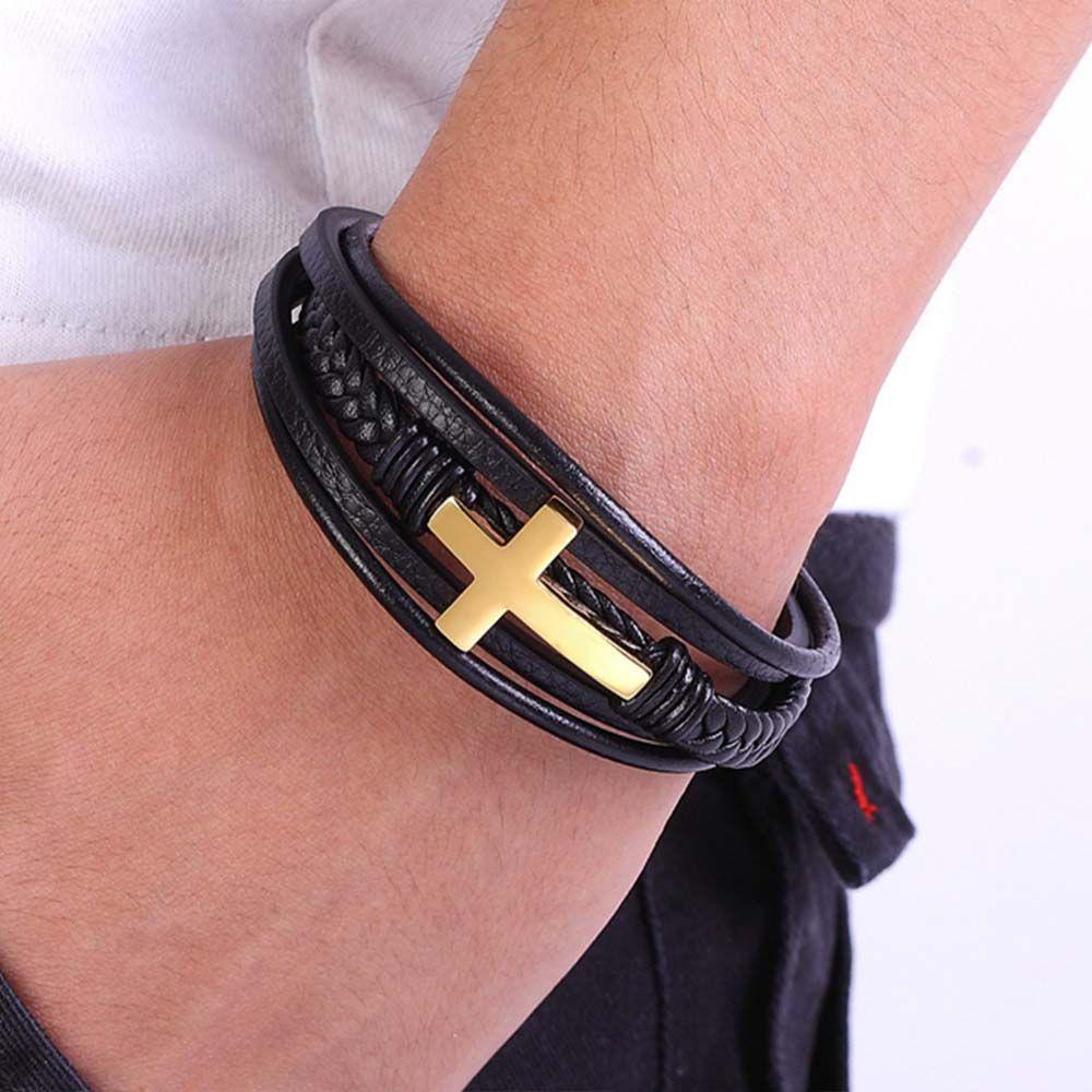 MXGOODS Vòng Tay Da Bện Nhiều Lớp Thời Trang Cho Nam