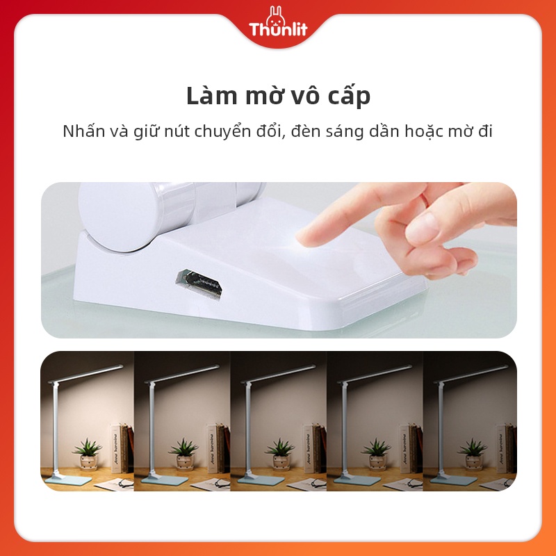 Đèn LED để bàn THUNLIT điều chỉnh độ sáng 3 mức được cao cấp tiện lợi