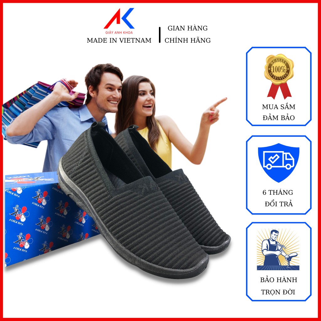 Giày thể thao nữ đế bằng, lót mát xa chân Hàn Quốc xuất xịn, slip on siêu nhẹ vải dệt knitted fabric AK992