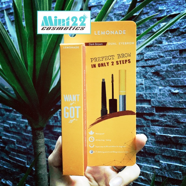 [Chì mày + Mascara lông mày] Chì kẻ mày 2 đầu LEMONADE Want It Got màu Natural Brown và Dark Brown