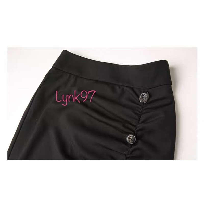 Chân váy dài body tôn dáng vải umi co dãn bèo nhúm đính cúc sang chảnh/chân váy dài đuôi cá/chân váy đuôi cá | BigBuy360 - bigbuy360.vn