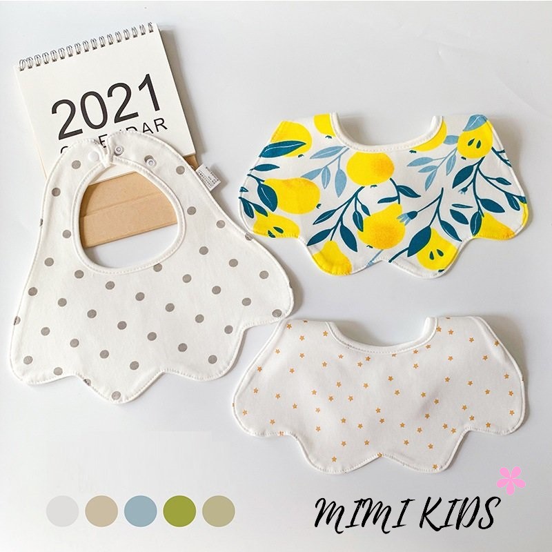 Set 3 yếm cổ hình dẻ quạt Cotton mềm mại cho bé Mimi Kids YC07