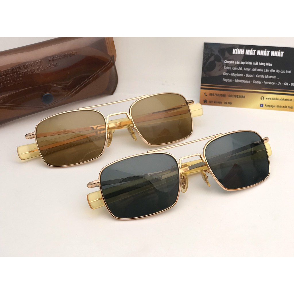 Kính cơn AO nam cao cấp - Mắt vuông - Khắc chìm 12k American