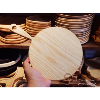 Hcm| khay thớt gỗ có tay cầm, khay gỗ decor tròn chụp ảnh, đựng đồ ăn luxi decor hcm