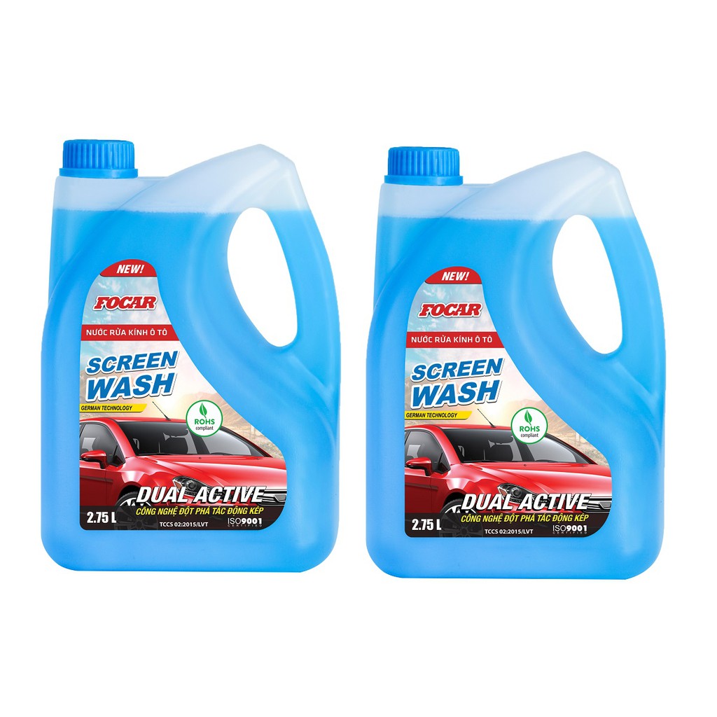 Combo 2 can nước rửa kính ô tô Focar Screen Wash 2.75L