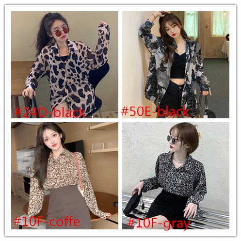 Áo Tay Dài Họa Tiết Da Báo Thời Trang Cá Tính/ Kính Râm Cho Nữ