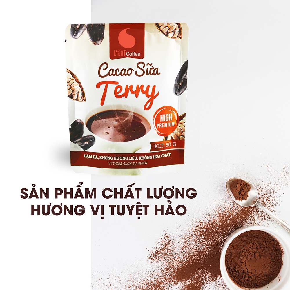 Cacao sữa Terry vị đậm đà, thơm ngon, tiện lợi Light Coffee - Gói 50g