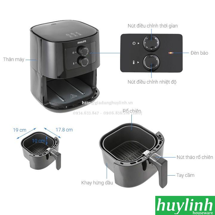 Nồi chiên không dầu Philips HD9200/90 - Hàng chính hãng-Bảo Hành 24 Tháng