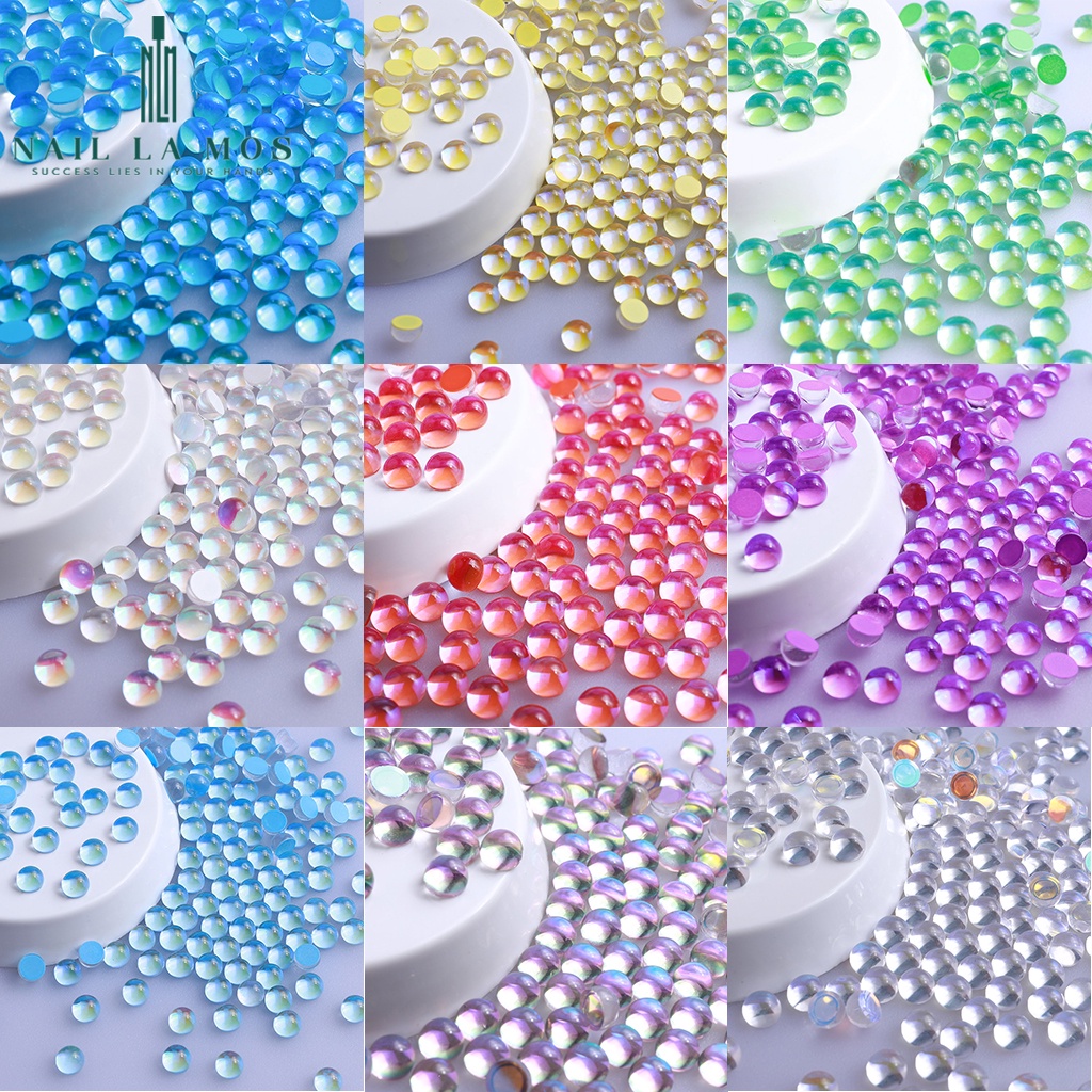 Đá nails cao cấp trang trí móng - Khay đá giọt sương chân bằng mix size 6 màu rất sáng