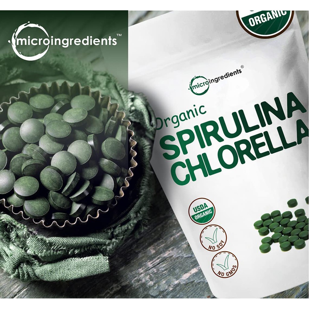 Tảo Xoắn + Tảo Lục - 720 Viên - Chống Lão Hóa - Micro Ingredients - Spirulina - Chlorella