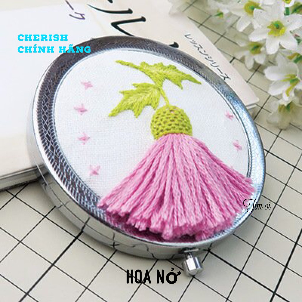 [Sẵn Hoàng Hôn, Thung lũng hoa, Roses, Tulip] Kit thêu tay gương tròn hãng Cherish viền nổi có 7 mẫu ( dùng khung 13cm)