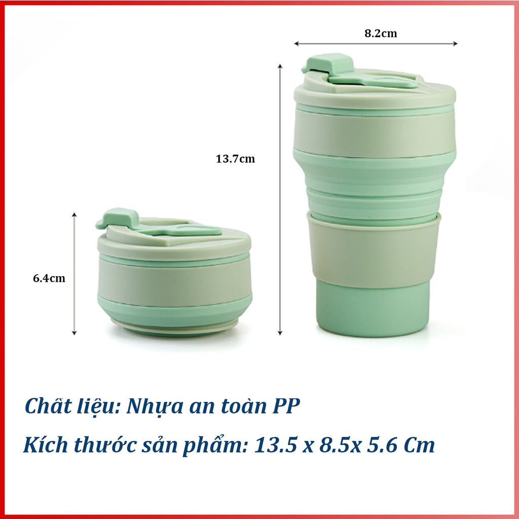 Cốc silicon gấp gọn ly gấp gọn du lịch Ly nhựa silicon đa năng gấp gọn, chịu nhiệt độ cao an toàn cho sức khỏe