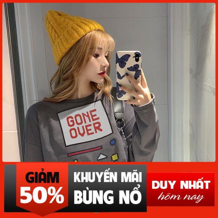 SALE Áo croptop thun nữ tay dài Game Over, áo thun nữ HLFashion