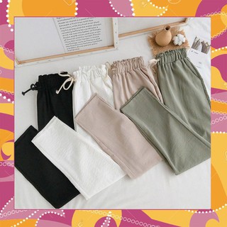  154-6 Quần ống rộng dáng suông, chất đũi mát lạnh Hàn Quốc