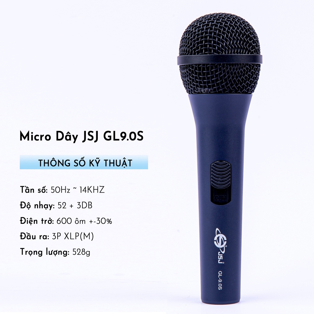 Micro karaoke có dây JSJ GL 9.0S với thiết kế lưới tản nhiệt cổ điển giảm tạp âm chống nhiễu thân kim loại được phủ nhám