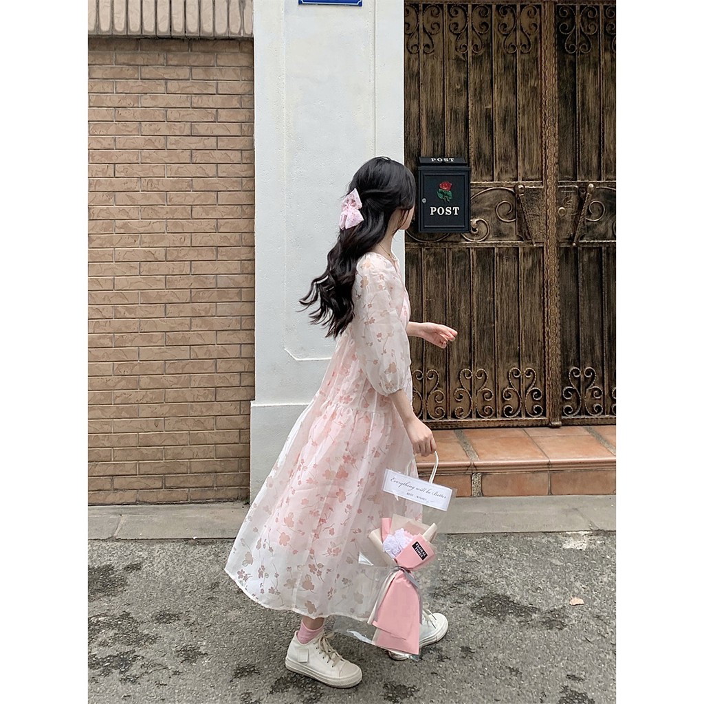 (R360) đầm ulzzang hoạ tiết hoa hồng kiểu Pháp | BigBuy360 - bigbuy360.vn