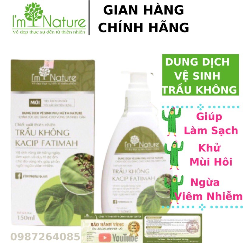 Dung Dịch Vệ Sinh Phụ Nữ ✨HÀNG CHÍNH HÃNG✨Dung Dịch Vệ Sinh Phụ Nữ Trầu Không I'm Nature_An Toàn Cho Mẹ Bầu_Chai 150 ml