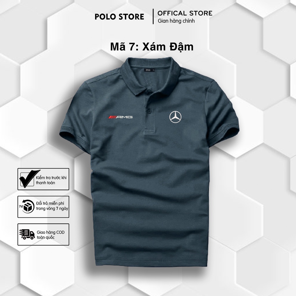| LOGO THÊU | Áo thun Polo Mercedes Cao Cấp - Polo Merc có cổ Logo Thêu Hãng Xe Ô tô nhiều màu Sang Trọng