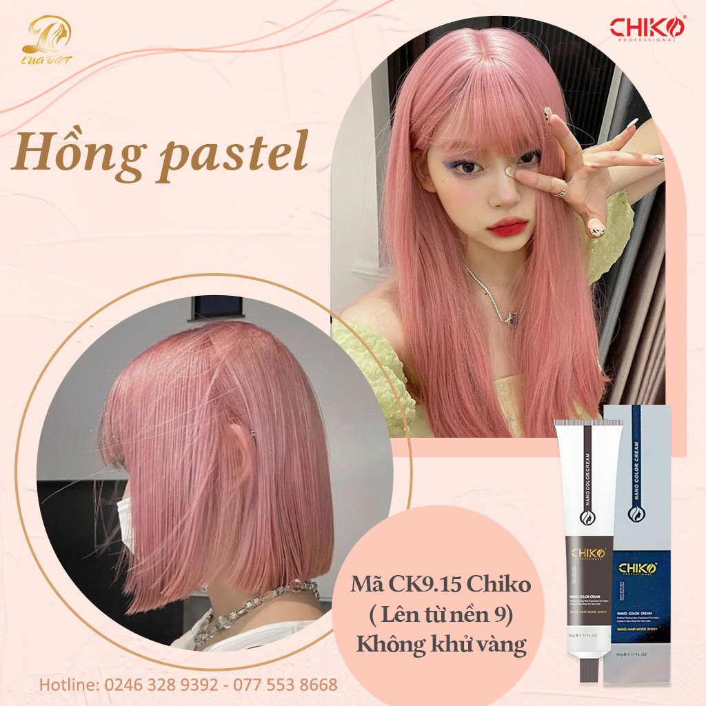 Thuốc nhuộm tóc màu HỒNG PASTEL💖tặng kèm trợ dưỡng 100ml,màu nhuộm CHIKO-Hairtrends Shop