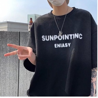 ✦AFFLIGA✦Áo Thun Cổ Tròn Tay Ngắn Dáng Rộng In Chữ Màu Gradient Phong Cách Hàn Quốc Thời Trang Mùa Hè Cho Nam