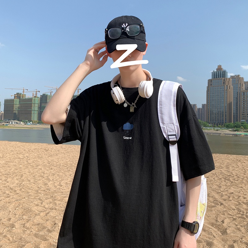 áo thun 100% cotton Tay Ngắn Cổ Tròn Dáng Rộng In Hình Thời Tiết Độc Đáo Thời Trang Cho Cặp Đôi