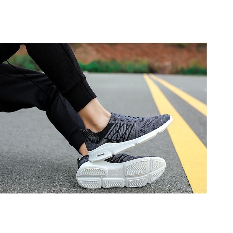 Giày Nam Sneaker Thể Thao SPISO A07 giày tập -đi chơi màu xám đế êm chân