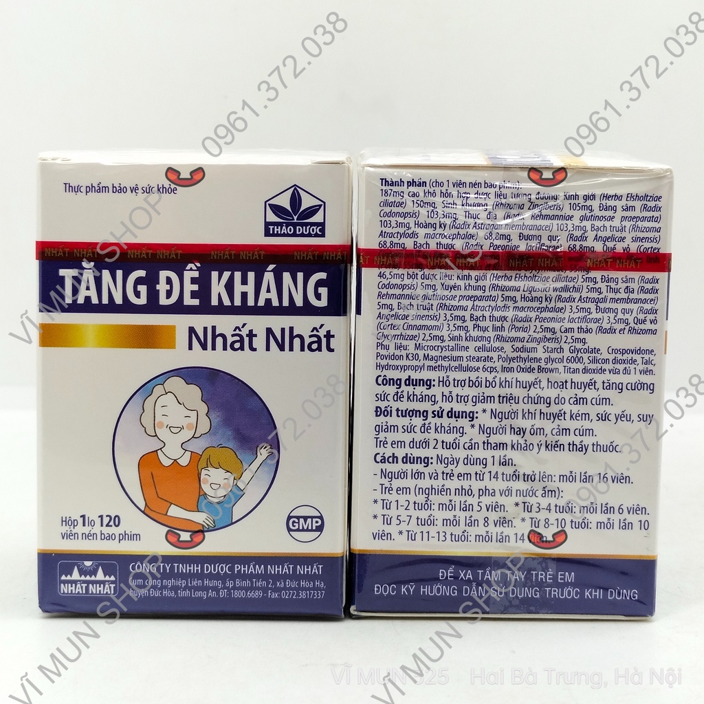 Viên uống Tăng Đề Kháng Nhất Nhất 120 viên - Hỗ trợ bồi bổ khí huyết, hoạt huyết, tăng sức đề kháng