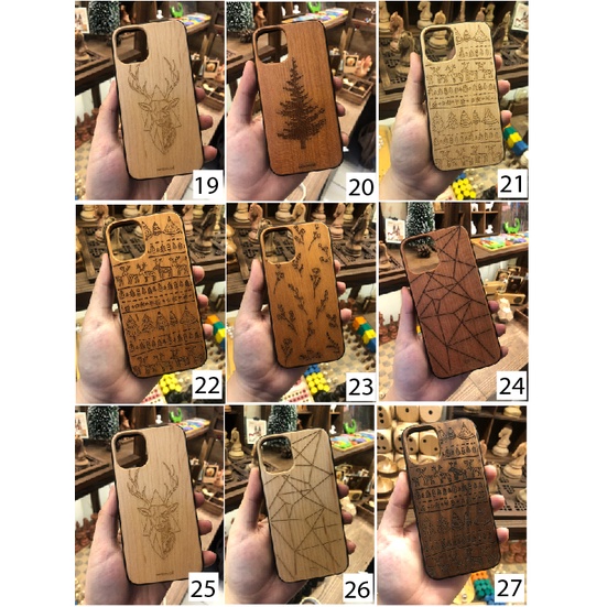 Ốp điện thoại Iphone Miniwood 12 mini/12/12 pro/12 pro max khắc hình độc lạ - mỗi mẫu chỉ có 1 chiếc