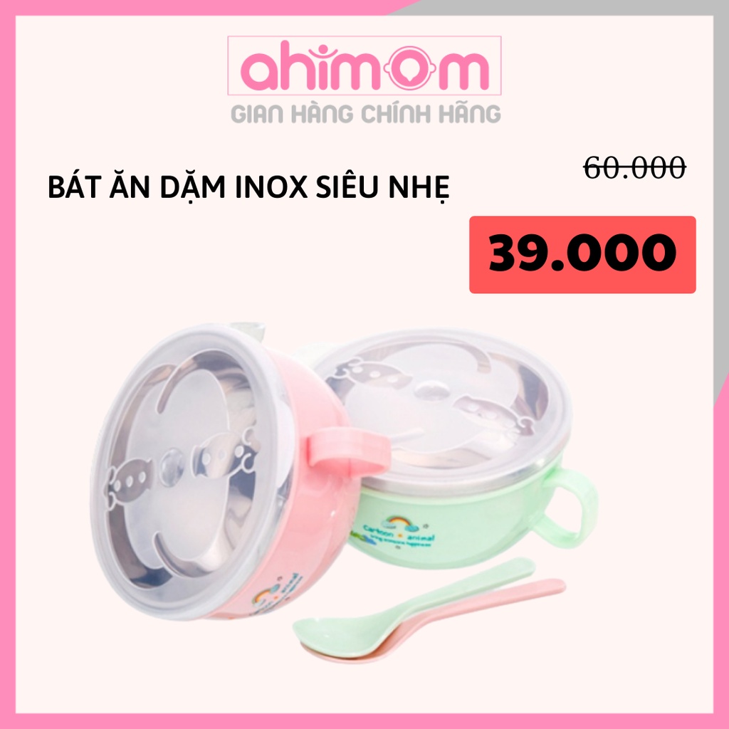 Bát ăn dặm cho bé - bát ăn dặm inox cách nhiệt siêu nhẹ - Ahimom