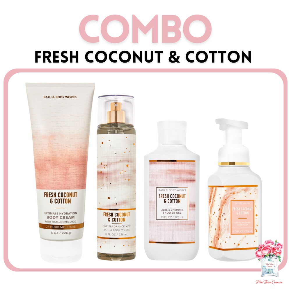 Xịt Toàn Thân Bath & Body Works Fresh Coconut & Cotton Fine Fragrance Mist Hương Dừa 236ml