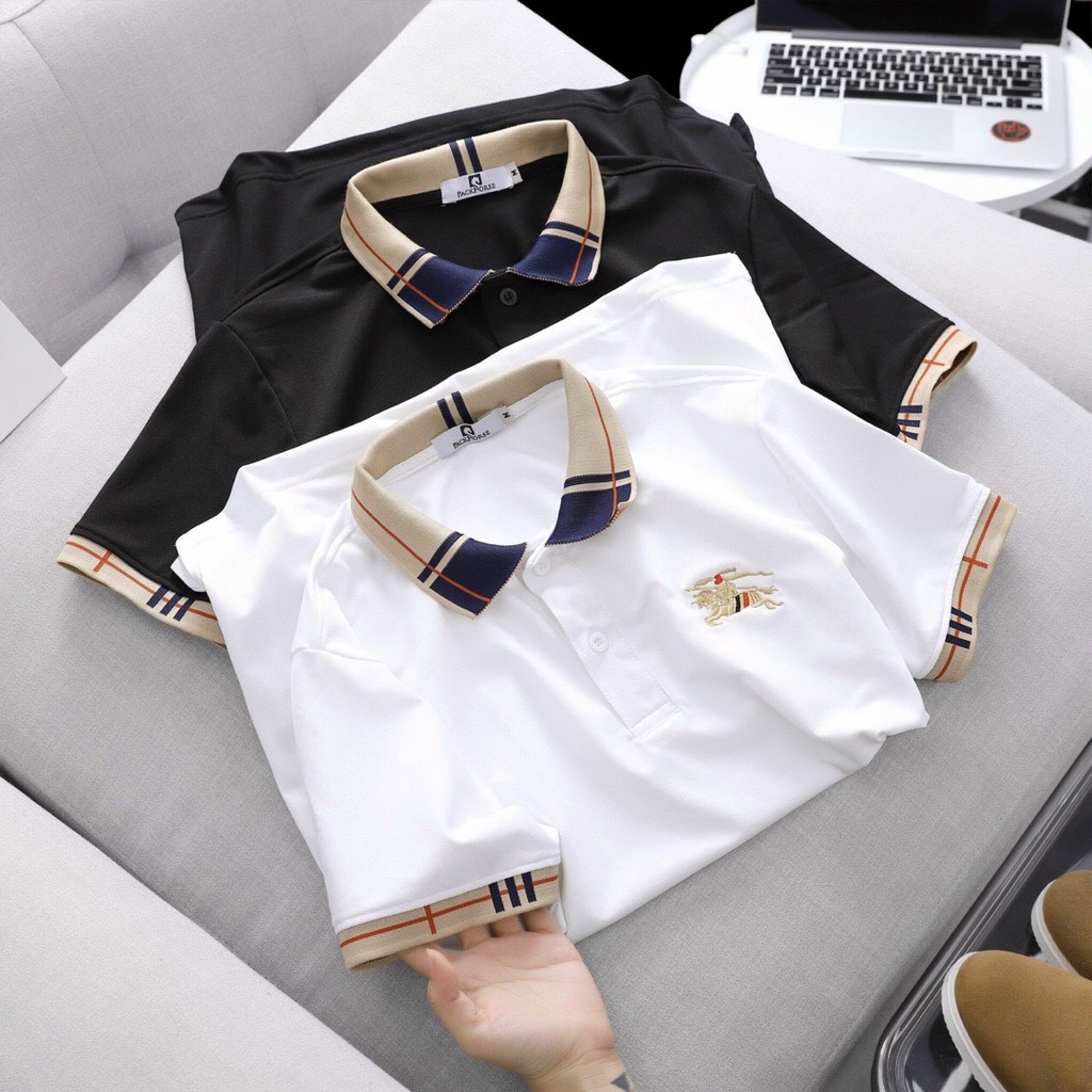 Áo thun nam BURBERRY Big Size 95Kg, Áo Thun Polo Nam Viền Tay Chất Mát Mềm Mịn Độ Co Giãn Cao