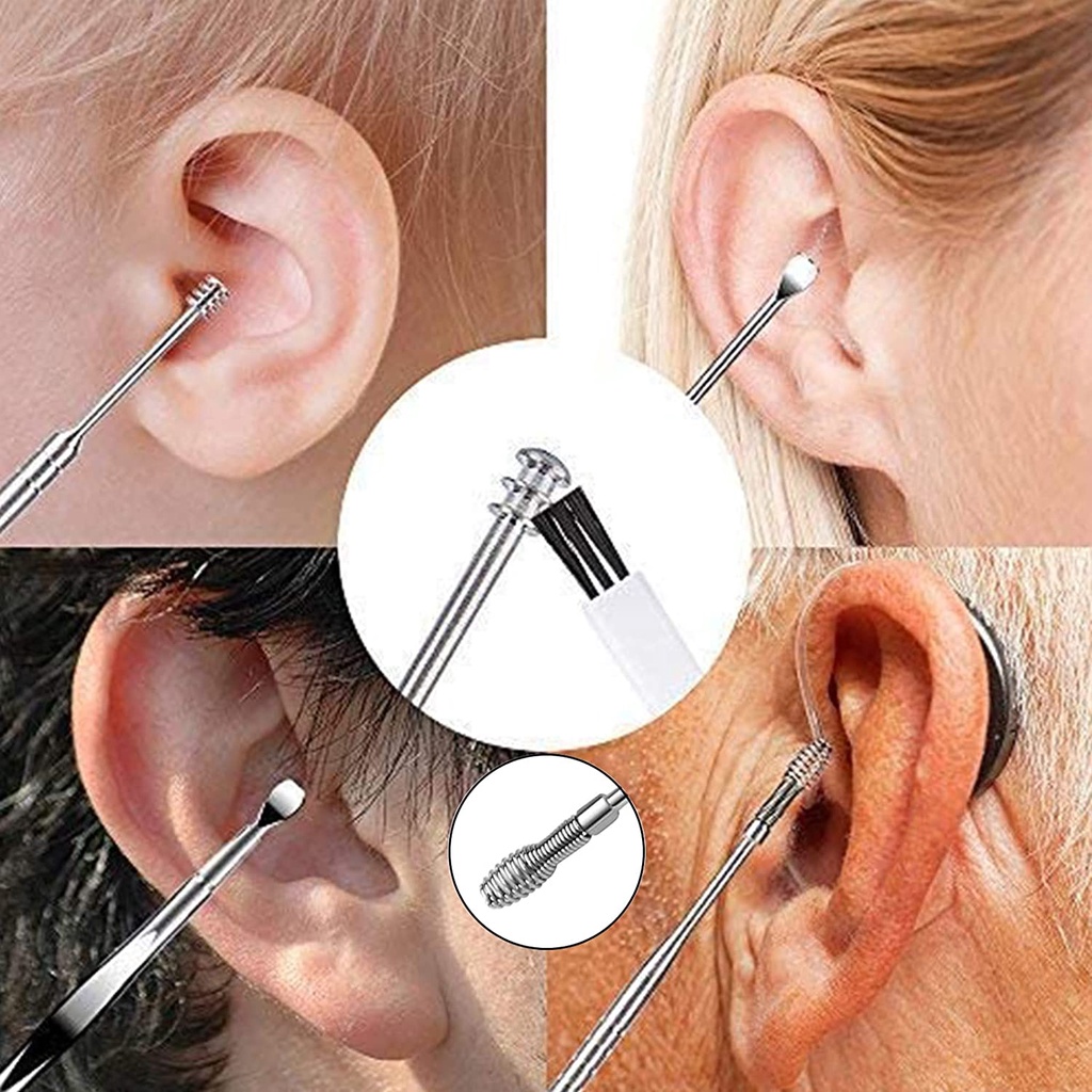 [Hàng mới về] Set 7 dụng cụ vệ sinh tai bằng thép không gỉ sáng tạo kèm hộp đựng