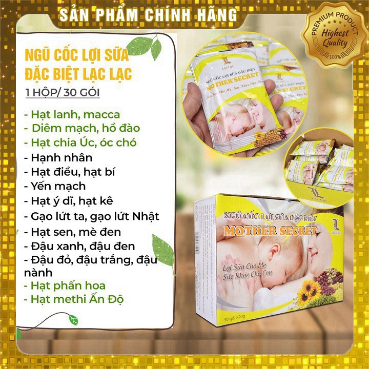 (2 HỘP ) Ngũ cốc lợi sữa Lạc lạc (hộp 30 gói)-Ngũ cốc tăng cân lợi sữa lạc lạc