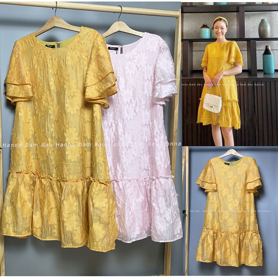 [HANNA] Đầm bầu dự tiệc sang chảnh cho mẹ trẻ có size 40-80kg mẫu xinh vải cao cấp thoáng mát không nhăn đầm dài qua gối
