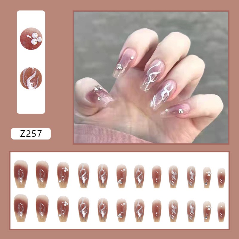 [HÀNG THIẾT KẾ] Móng Tay Giả Đính Đá HOTTREND 2023 nail giả thiết kế