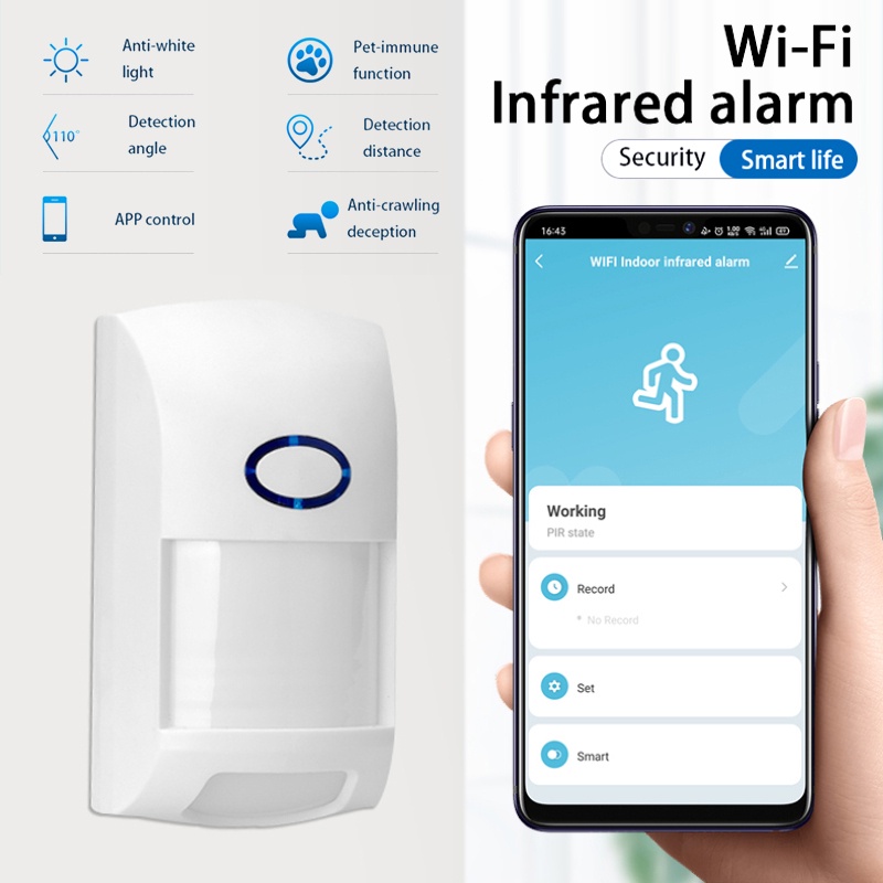 Tuya WiFi PIR Cảm biến chuyển động hồng ngoại Máy dò cơ thể người Hệ thống cảnh báo nhà thông minh tương thích với cuộc sống thông minh Alexa Google Home