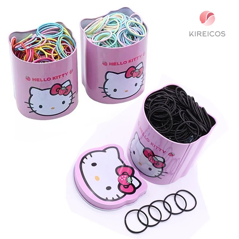 Hộp Thun Cột Tóc 100 Sợi Nhỏ Hello Kitty Giao Màu Ngẫu Nhiên