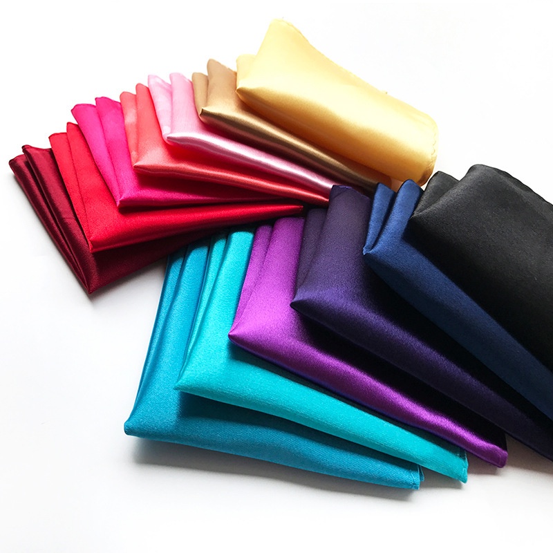 Khăn Tay Bỏ Túi Hình Vuông Bằng Satin 38 Màu Sắc Lựa Chọn