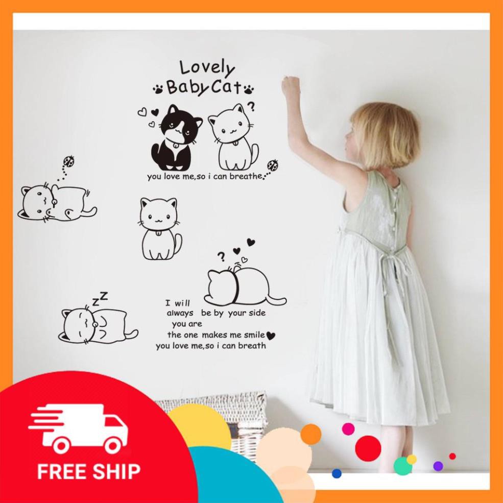 ⚡️𝗙𝗥𝗘𝗘𝗦𝗛𝗜𝗣⚡️ Decal dán tường Mèo xinh