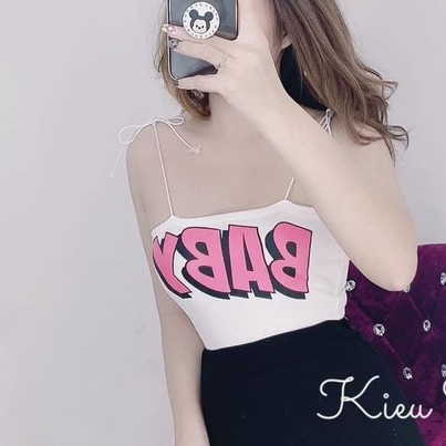 Áo croptop 2 dây bún cột nơ vai xinh siêu hot sexy