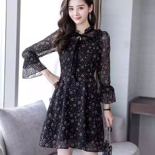 Order taobao váy hoa cổ nơ