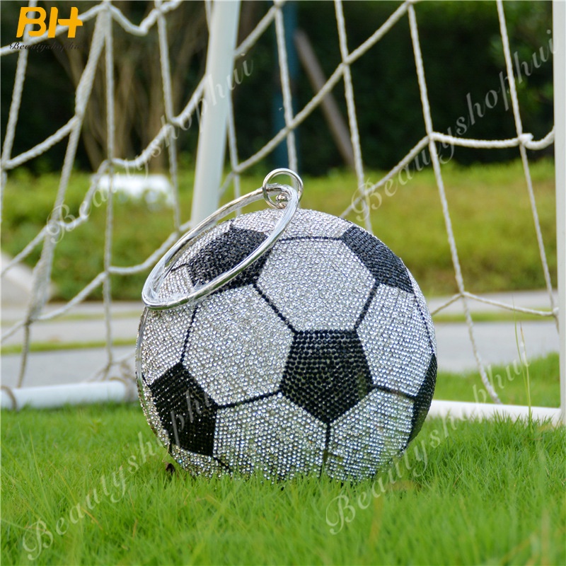 Túi Xách Nhựa Đính Đá Hình Quả Bóng Phối Dây Xích Thời Trang Cho Nữ