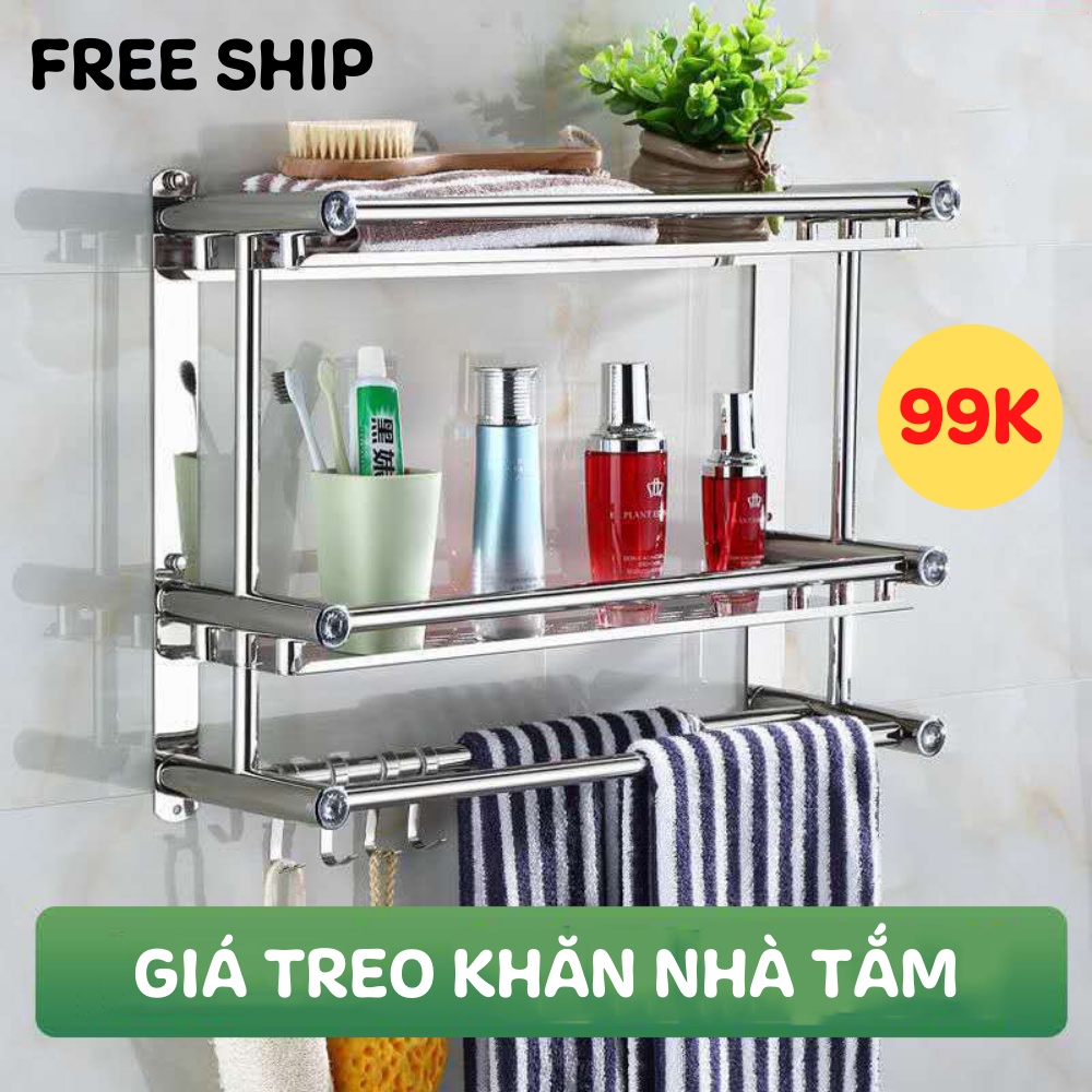 Kệ Nhà Tắm Giá Treo Khăn Nhà Tắm Để Đồ Dùng Inox Đa Năng Gắn Tường THANH XUÂN 98