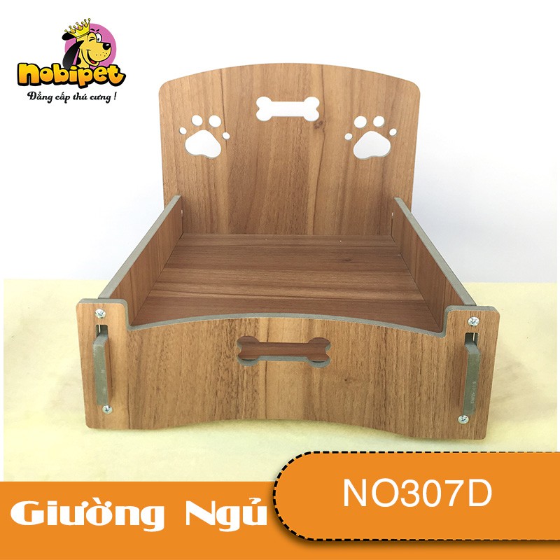 Giường Nằm Gỗ Lắp Ráp Queen Mini Gỗ Nâu Cho Dòng Chó Mèo Nhỏ