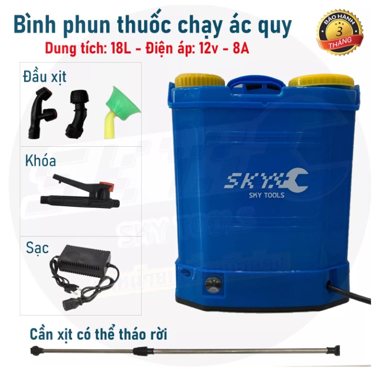 Bình phun thuốc trừ sâu điện | Bình xịt điện, phun thuốc khử trùng, phun thuốc trừ sâu, tưới cây hãng Sky |Dung tích 18v