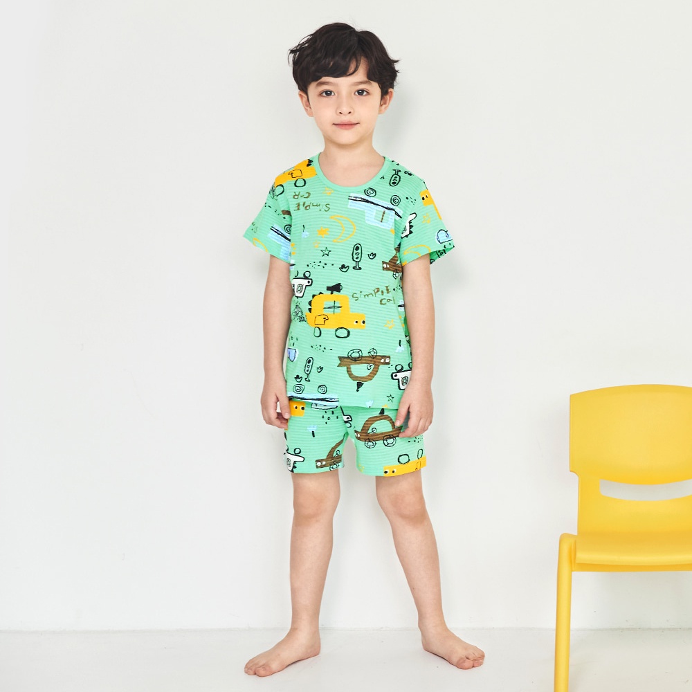 Đồ bộ quần áo thun cotton ngắn tay cho bé trai mặc nhà mùa hè chính hãng Unifriend Hàn Quốc U21-10. Size đại 5, 8 tuổi