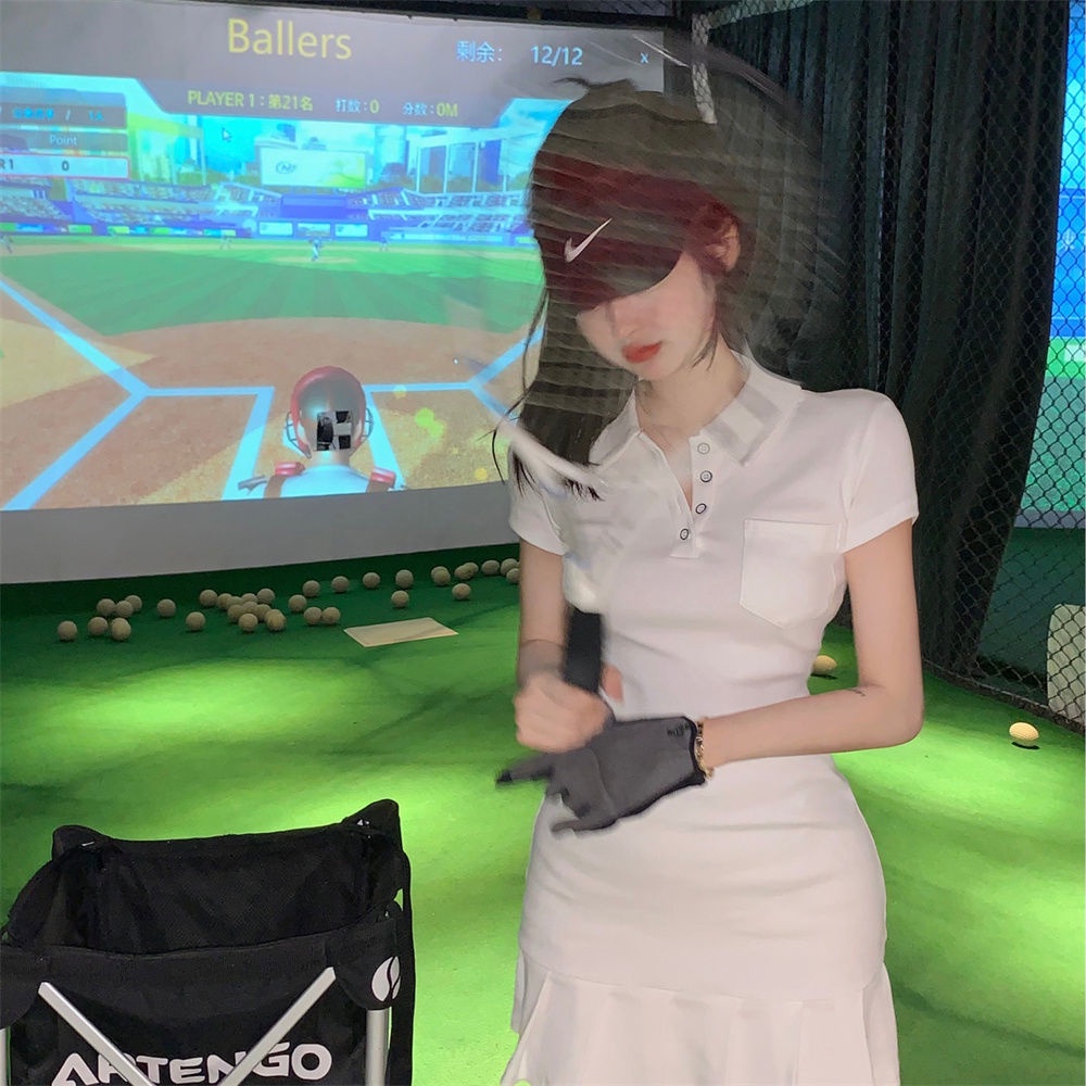 COZOK Đầm Tay Ngắn Cổ Bẻ Dáng Ôm Thời Trang Xinh Xắn Cho Nữ