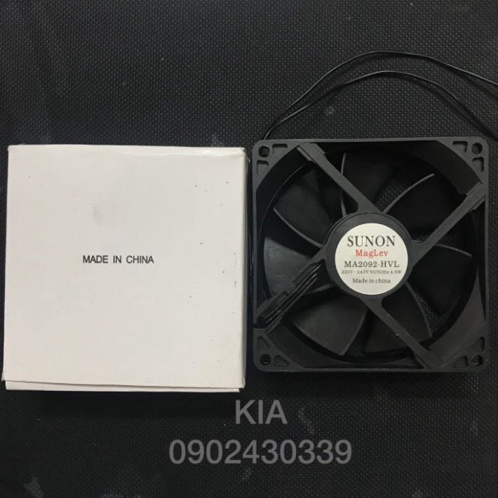 Quạt tủ lạnh .AQUA AC220-240V-4.6w SUNON 2 dây,7 cánh, KT 9cmx9cm