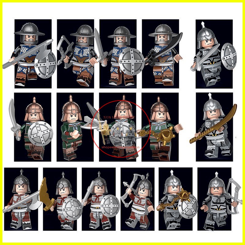 Minifigure quân đội lực lượng các nước lính Thục Ngô Ngụy Quần hùng trong Tam quốc chí hãng Decool kèm vũ khí ngẫu nhiên